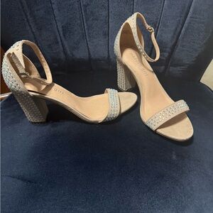 Elegant Tan Heels with Rhinestone Accents